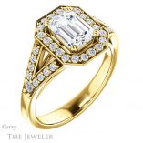 Emerald Cut Forever One Moissanite Engagement Ring #GTJ1112-emerald-fb-y 4 Emerald Cut Forever Brilliant Moissanite Engagement Ring #GTJ1112-emerald-fb-y
