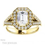 Emerald Cut Forever One Moissanite Engagement Ring #GTJ1112-emerald-fb-y 1 Emerald Cut Forever Brilliant Moissanite Engagement Ring #GTJ1112-emerald-fb-y