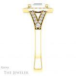 Emerald Cut Forever One Moissanite Engagement Ring #GTJ1112-emerald-fb-y 3 Emerald Cut Forever Brilliant Moissanite Engagement Ring #GTJ1112-emerald-fb-y