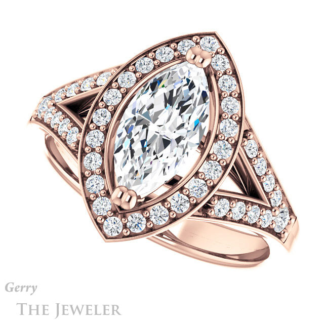 Marquise Cut Forever Brilliant Moissanite Engagement Ring #GTJ1112-marquise-fb-r
