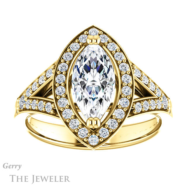 Marquise Cut Forever Brilliant Moissanite Engagement Ring #GTJ1112-marquise-fb-y