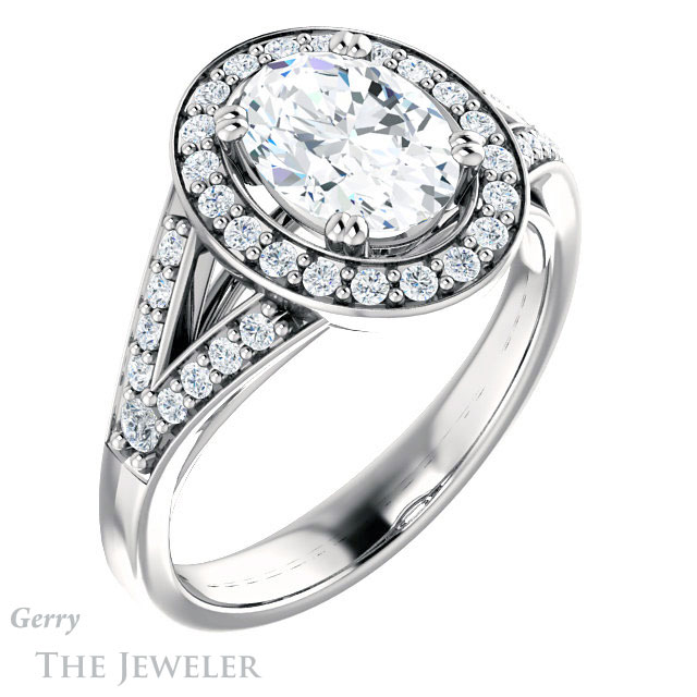 Oval Shaped Forever One Moissanite Engagement Ring #GTJ1112-oval-fo-w 4 Oval Shaped Forever One Moissanite Engagement Ring #GTJ1112-oval-fo-w