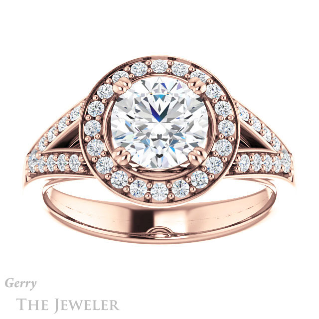 Round Cut Forever One Moissanite Engagement Ring #GTJ1112-round-fo-r