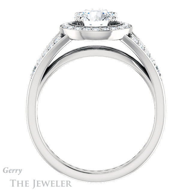 Round Cut Forever One Moissanite Engagement Ring #GTJ1112-round-fo-w