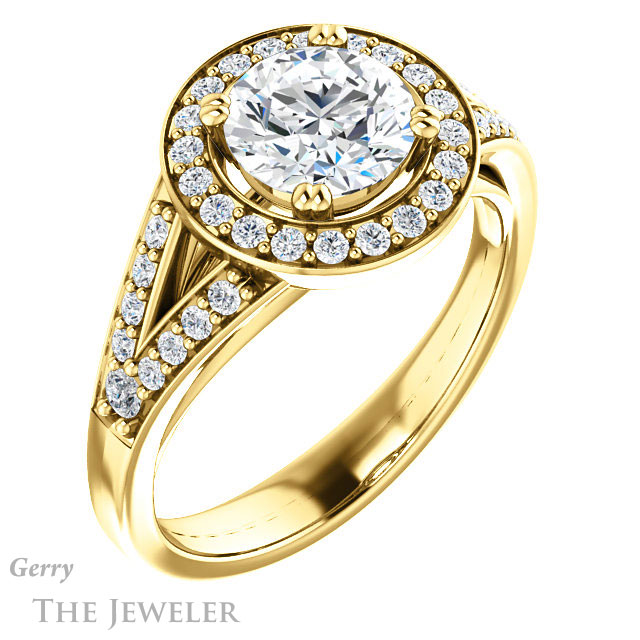 Round Cut Forever One Moissanite Engagement Ring #GTJ1112-round-fo-y
