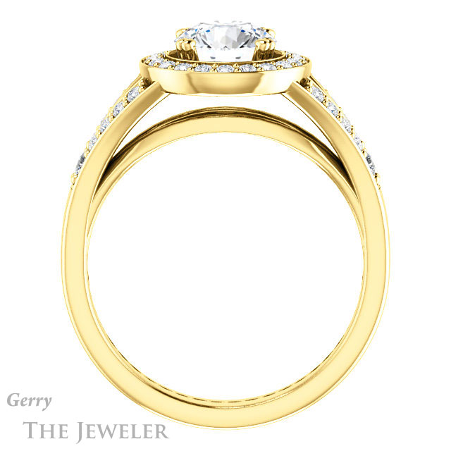 Round Cut Forever One Moissanite Engagement Ring #GTJ1112-round-fo-y