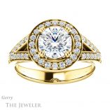 Round Cut Forever One Moissanite Engagement Ring #GTJ1112-round-fo-y