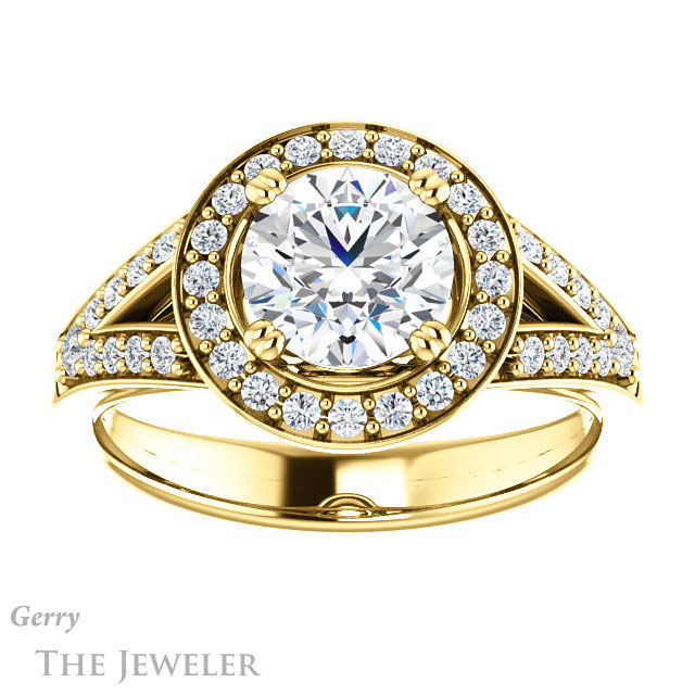 Round Cut Forever One Moissanite Engagement Ring #GTJ1112-round-fo-y