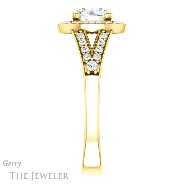 Round Cut Forever One Moissanite Engagement Ring #GTJ1112-round-fo-y
