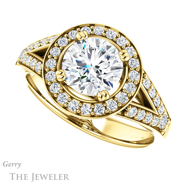 Round Cut Forever One Moissanite Engagement Ring #GTJ1112-round-fo-y