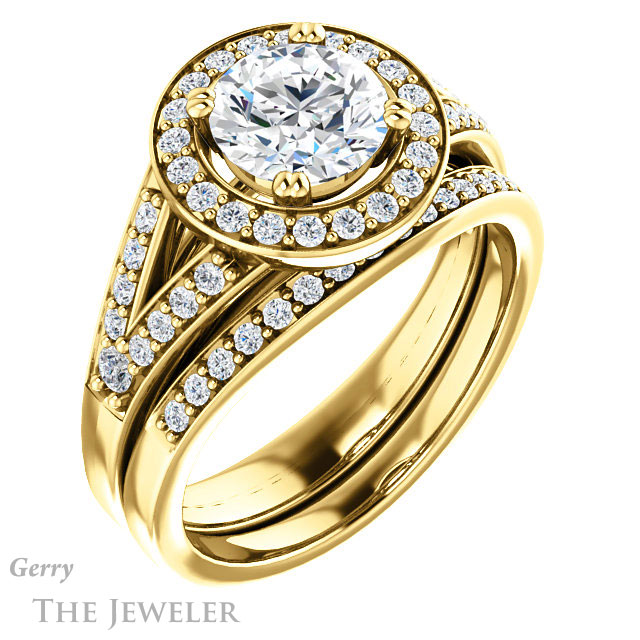 Round Cut Forever One Moissanite Engagement Ring #GTJ1112-round-fo-y