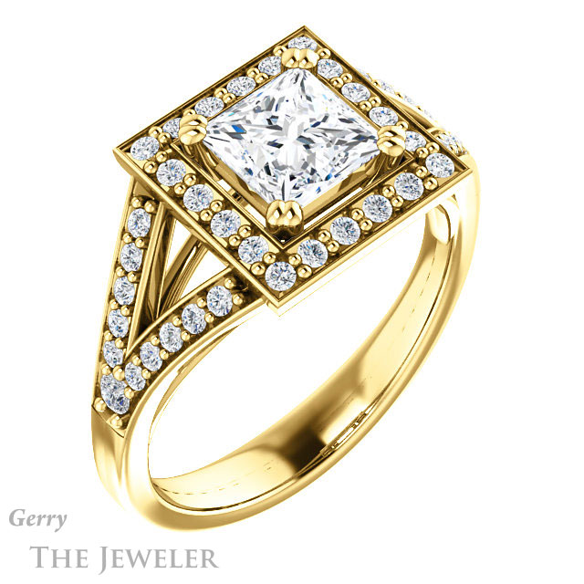 Princess Cut Forever One Moissanite Engagement Ring #GTJ1112-square-fo-y