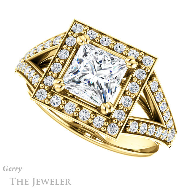 Princess Cut Forever One Moissanite Engagement Ring #GTJ1112-square-fo-y