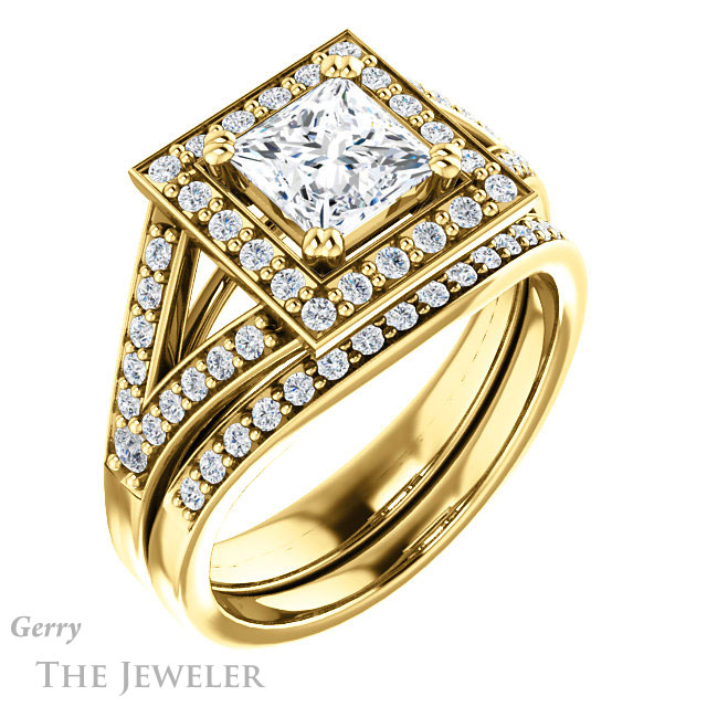Princess Cut Forever One Moissanite Engagement Ring #GTJ1112-square-fo-y