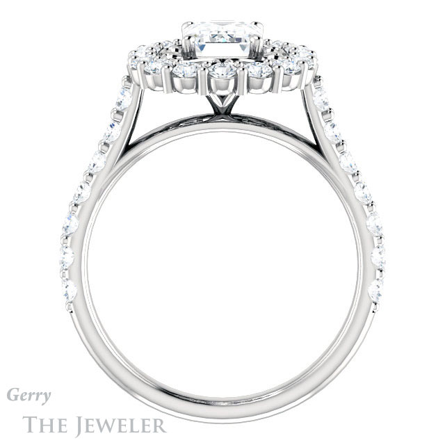 Emerald Cut Forever One Moissanite Engagement Ring #GTJ1113-emerald-fb-w | Gerry The Jeweler Emerald Cut Forever Brilliant Moissanite Engagement Ring #GTJ1113-emerald-fb-w