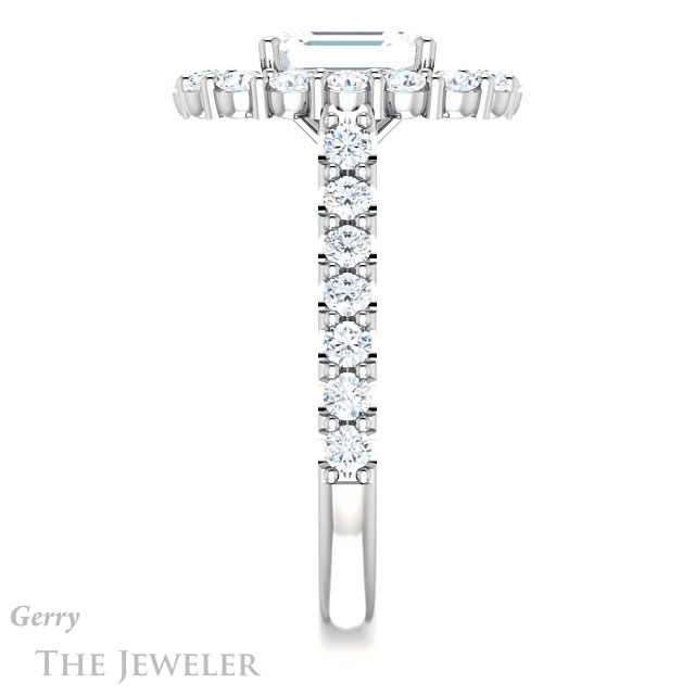 Emerald Cut Forever One Moissanite Engagement Ring #GTJ1113-emerald-fb-w | Gerry The Jeweler Emerald Cut Forever Brilliant Moissanite Engagement Ring #GTJ1113-emerald-fb-w