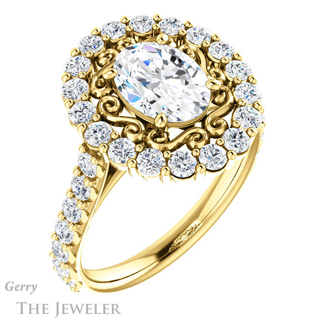 Oval Shaped Forever One Moissanite Engagement Ring #GTJ1113-oval-fo-y | Gerry The Jeweler Oval Shaped Forever One Moissanite Engagement Ring #GTJ1113-oval-fo-y