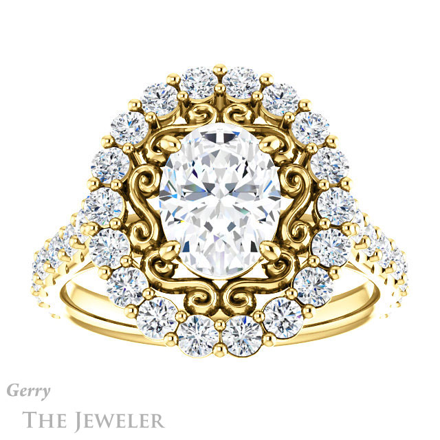 Oval Shaped Forever One Moissanite Engagement Ring #GTJ1113-oval-fo-y | Gerry The Jeweler Oval Shaped Forever One Moissanite Engagement Ring #GTJ1113-oval-fo-y