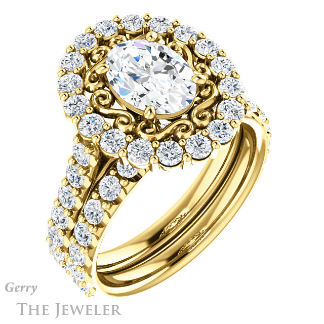 Oval Shaped Forever One Moissanite Engagement Ring #GTJ1113-oval-fo-y | Gerry The Jeweler Oval Shaped Forever One Moissanite Engagement Ring #GTJ1113-oval-fo-y