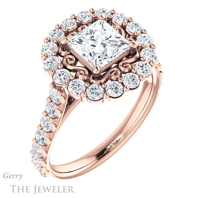 Princess Cut Forever One Moissanite Engagement Ring #GTJ1113-square-fo-r | Gerry The Jeweler Princess Cut Forever One Moissanite Engagement Ring #GTJ1113-square-fo-r