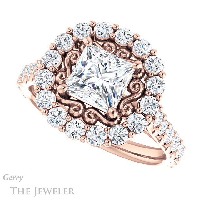 Princess Cut Forever One Moissanite Engagement Ring #GTJ1113-square-fo-r | Gerry The Jeweler Princess Cut Forever One Moissanite Engagement Ring #GTJ1113-square-fo-r