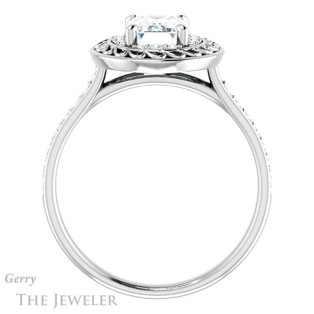 Emerald Cut Forever One Moissanite Engagement Ring #GTJ1115-emerald-fb-w | Gerry The Jeweler Emerald Cut Forever Brilliant Moissanite Engagement Ring #GTJ1115-emerald-fb-w