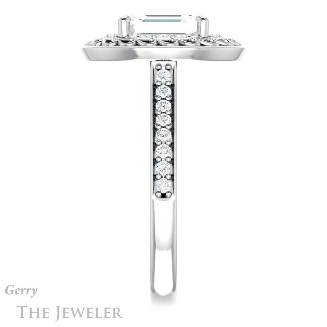 Emerald Cut Forever One Moissanite Engagement Ring #GTJ1115-emerald-fb-w | Gerry The Jeweler Emerald Cut Forever Brilliant Moissanite Engagement Ring #GTJ1115-emerald-fb-w