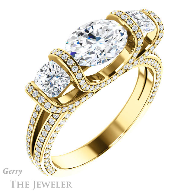 Oval Shaped Forever One Moissanite Engagement Ring #GTJ1117-oval-fo-y | Gerry The Jeweler Oval Shaped Forever One Moissanite Engagement Ring #GTJ1117-oval-fo-y