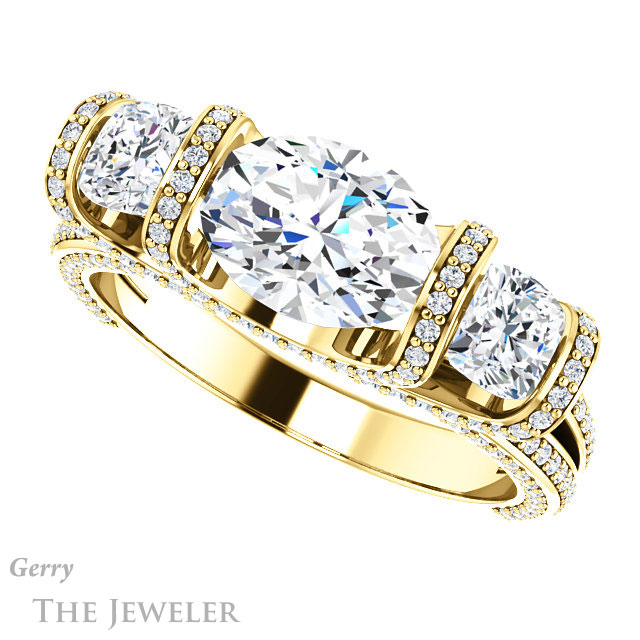 Oval Shaped Forever One Moissanite Engagement Ring #GTJ1117-oval-fo-y | Gerry The Jeweler Oval Shaped Forever One Moissanite Engagement Ring #GTJ1117-oval-fo-y