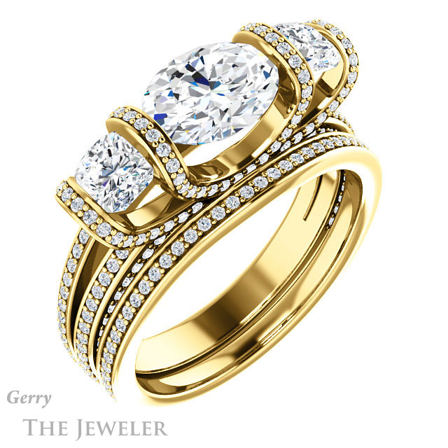 Oval Shaped Forever One Moissanite Engagement Ring #GTJ1117-oval-fo-y | Gerry The Jeweler Oval Shaped Forever One Moissanite Engagement Ring #GTJ1117-oval-fo-y