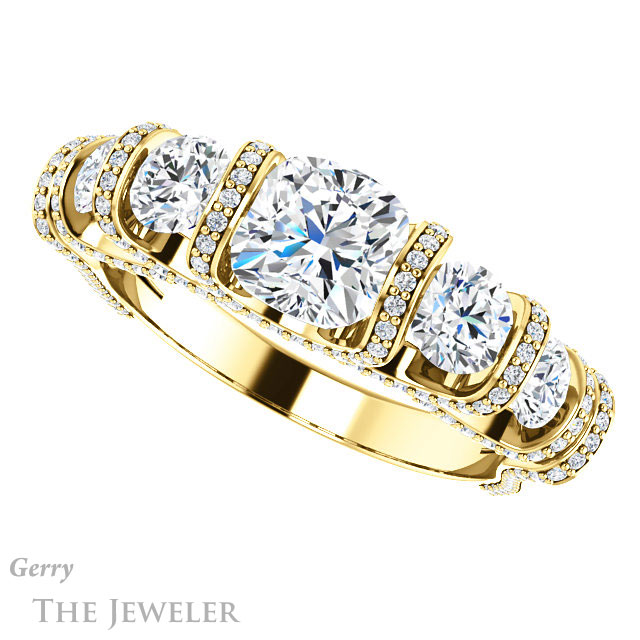 Cushion Cut Forever One Moissanite Engagement Ring #GTJ1118-cushion-fo-y | Gerry The Jeweler Cushion Cut Forever One Moissanite Engagement Ring #GTJ1118-cushion-fo-y