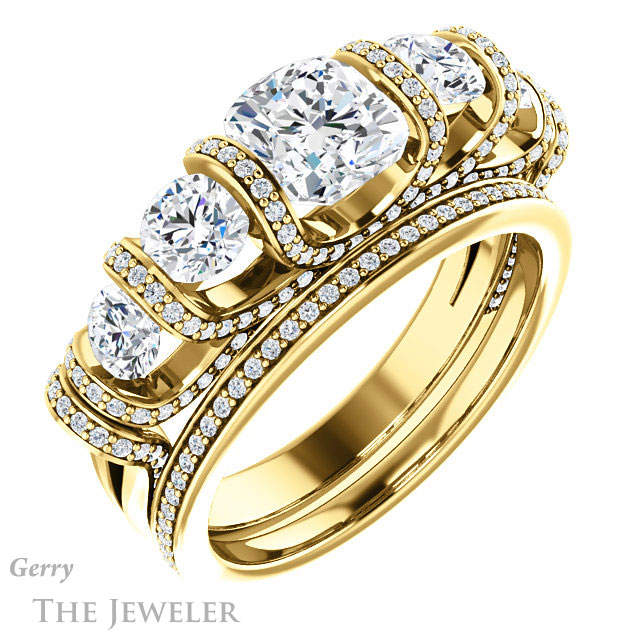 Cushion Cut Forever One Moissanite Engagement Ring #GTJ1118-cushion-fo-y | Gerry The Jeweler Cushion Cut Forever One Moissanite Engagement Ring #GTJ1118-cushion-fo-y