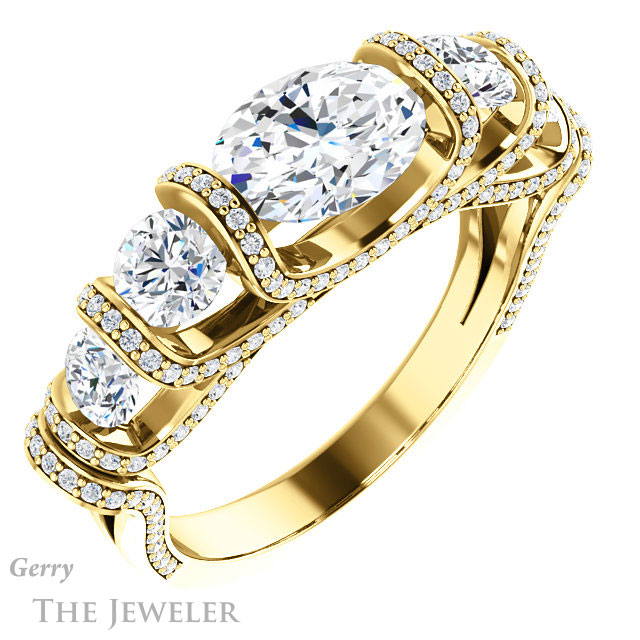 Oval Shaped Forever One Moissanite Engagement Ring #GTJ1118-oval-fo-y | Gerry The Jeweler Oval Shaped Forever One Moissanite Engagement Ring #GTJ1118-oval-fo-y