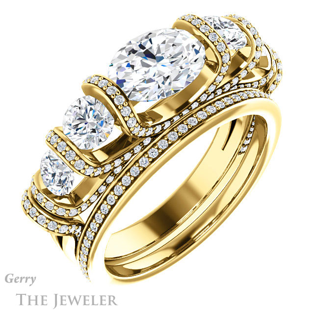 Oval Shaped Forever One Moissanite Engagement Ring #GTJ1118-oval-fo-y | Gerry The Jeweler Oval Shaped Forever One Moissanite Engagement Ring #GTJ1118-oval-fo-y