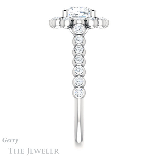 Cushion Cut Forever One Moissanite Engagement Ring #GTJ1119-cushion-fo-w | Gerry The Jeweler Cushion Cut Forever One Moissanite Engagement Ring #GTJ1119-cushion-fo-w