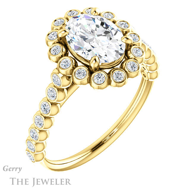 Oval Shaped Forever One Moissanite Engagement Ring #GTJ1119-oval-fo-y | Gerry The Jeweler Oval Shaped Forever One Moissanite Engagement Ring #GTJ1119-oval-fo-y