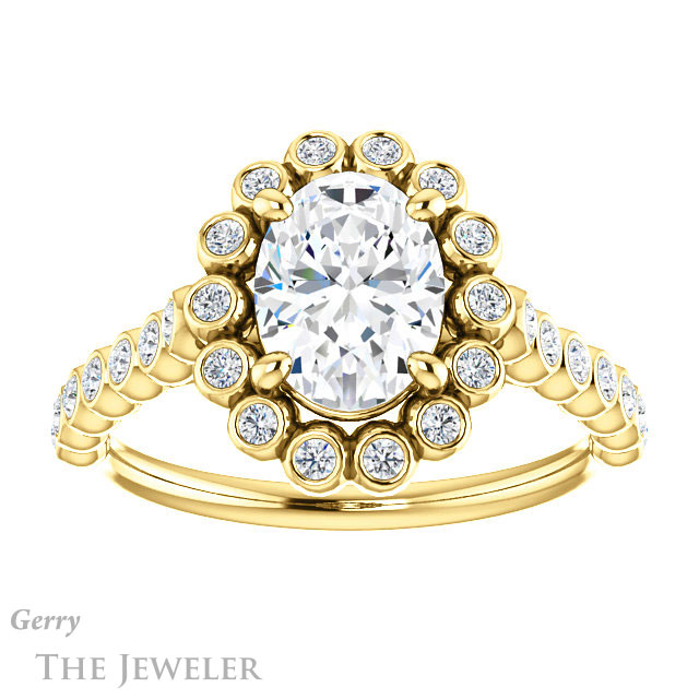 Oval Shaped Forever One Moissanite Engagement Ring #GTJ1119-oval-fo-y | Gerry The Jeweler Oval Shaped Forever One Moissanite Engagement Ring #GTJ1119-oval-fo-y