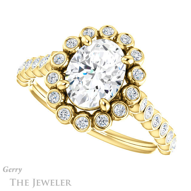 Oval Shaped Forever One Moissanite Engagement Ring #GTJ1119-oval-fo-y | Gerry The Jeweler Oval Shaped Forever One Moissanite Engagement Ring #GTJ1119-oval-fo-y