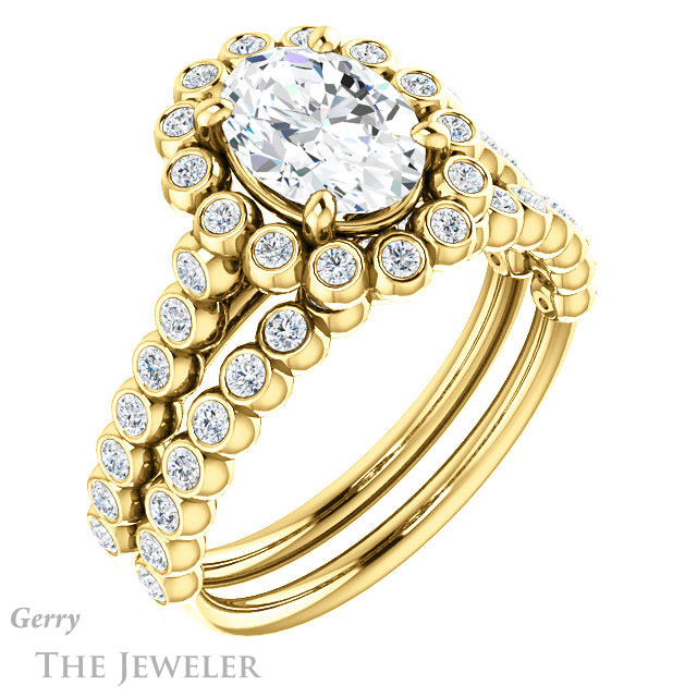 Oval Shaped Forever One Moissanite Engagement Ring #GTJ1119-oval-fo-y | Gerry The Jeweler Oval Shaped Forever One Moissanite Engagement Ring #GTJ1119-oval-fo-y