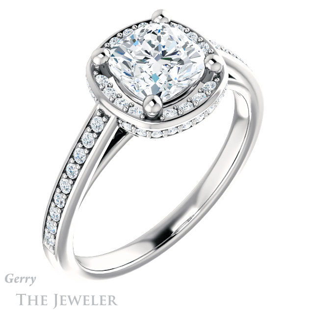 Cushion Cut Forever One Moissanite Engagement Ring #GTJ1120-cushion-fo-w