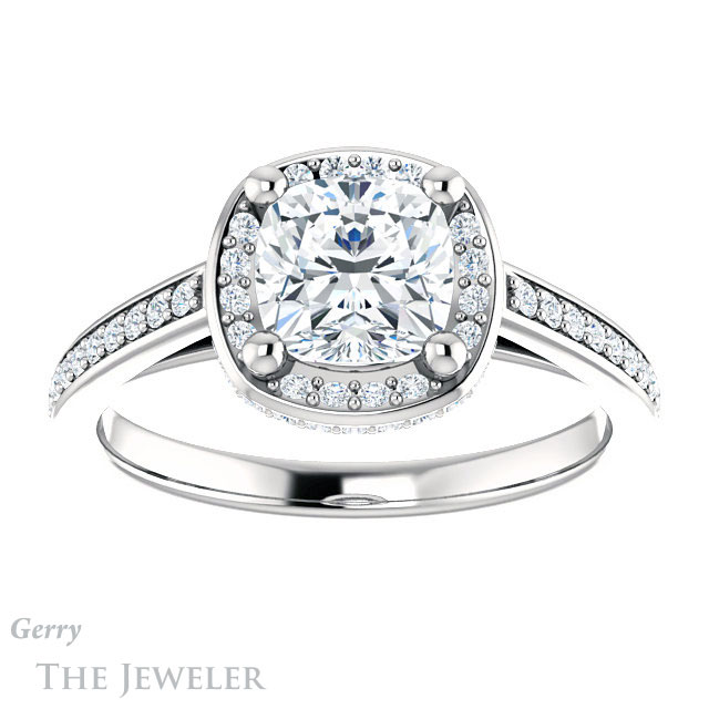 Cushion Cut Forever One Moissanite Engagement Ring #GTJ1120-cushion-fo-w