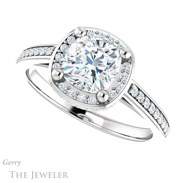 Cushion Cut Forever One Moissanite Engagement Ring #GTJ1120-cushion-fo-w