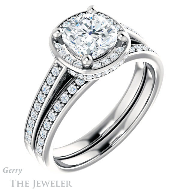 Cushion Cut Forever One Moissanite Engagement Ring #GTJ1120-cushion-fo-w
