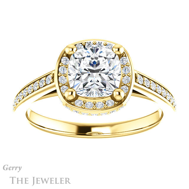 Cushion Cut Forever One Moissanite Engagement Ring #GTJ1120-cushion-fo-y