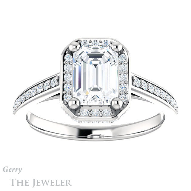 Emerald Cut Forever Brilliant Moissanite Engagement Ring #GTJ1120-emerald-fb-w