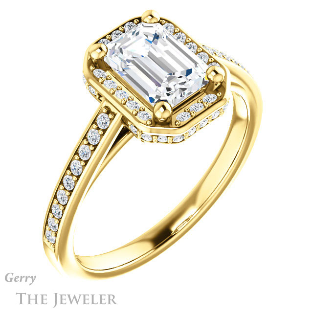 Emerald Cut Forever Brilliant Moissanite Engagement Ring #GTJ1120-emerald-fb-y