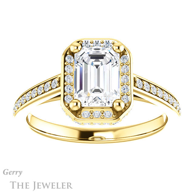 Emerald Cut Forever Brilliant Moissanite Engagement Ring #GTJ1120-emerald-fb-y