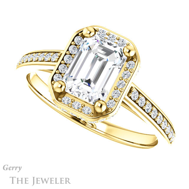 Emerald Cut Forever Brilliant Moissanite Engagement Ring #GTJ1120-emerald-fb-y