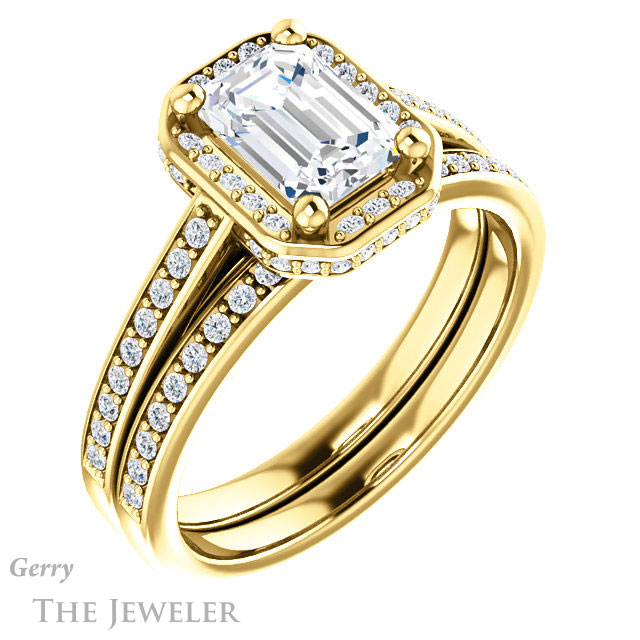 Emerald Cut Forever Brilliant Moissanite Engagement Ring #GTJ1120-emerald-fb-y