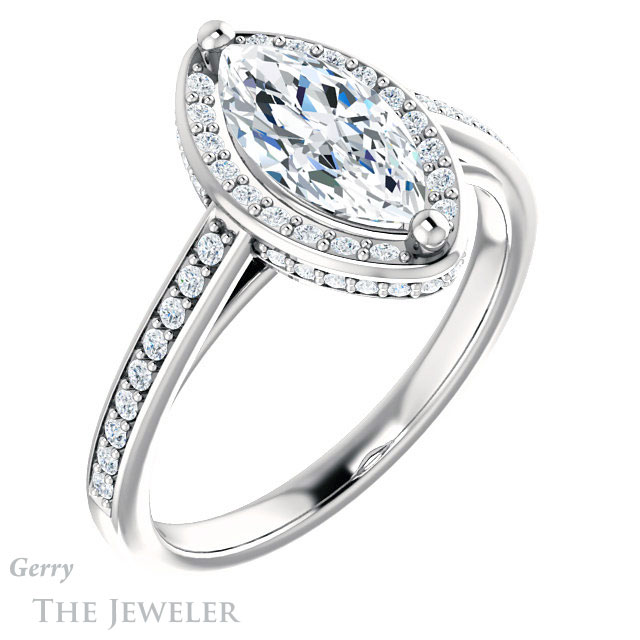 Marquise Cut Forever Brilliant Moissanite Engagement Ring #GTJ1120-marquise-fb-w